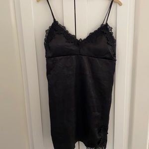 black slip dress